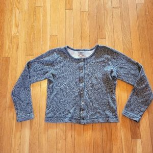 5/$20 Vintage 90s grey marled long sleeve cropped button sweater ribbed small